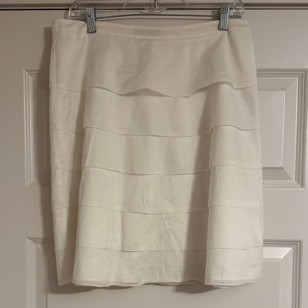 Ann Taylor Elegant White Lined Tiered Skirt